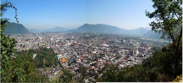 A panoramic view of Orizaba from about half-way up el Cerro.